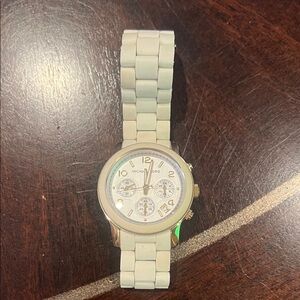 Michael Kors Silver and White Chronograph Watch